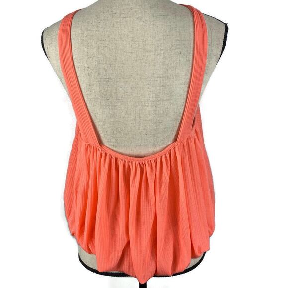 FREE PEOPLE Just A Fling Tank Top Bubble Hem Halter Coral Electric Womens Med - Picture 4 of 13